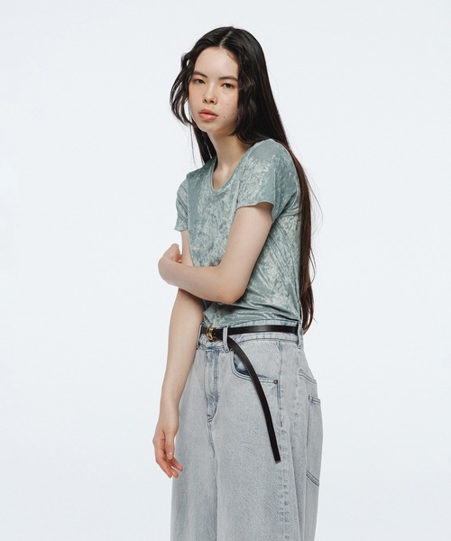 ADAM ET ROPE' tシャツ クラッシュベロアTシャツ レディース