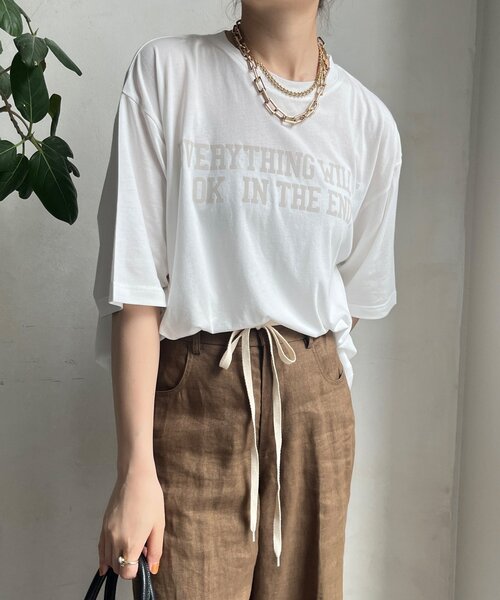 tシャツ 「WEB限定」 異素材切替フロッキーロゴTEE レディース