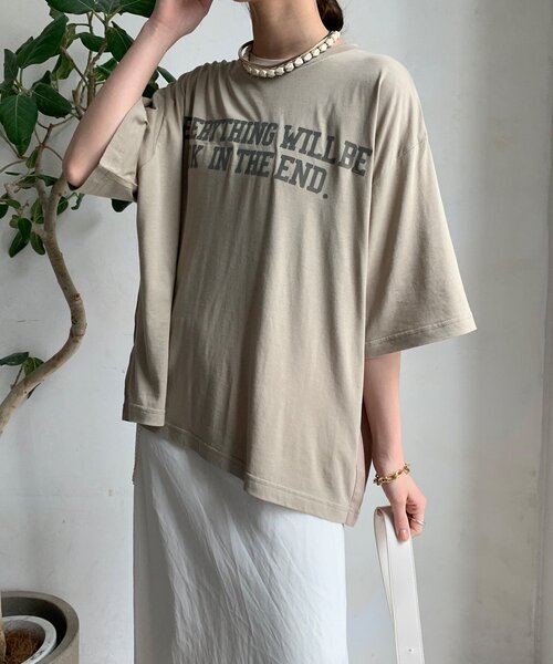【新品】DouDou 透け感 ロゴプリントTシャツ Web完売品！ 新品】DouDou 透け感 ロゴプリントTシャツ 完売品！