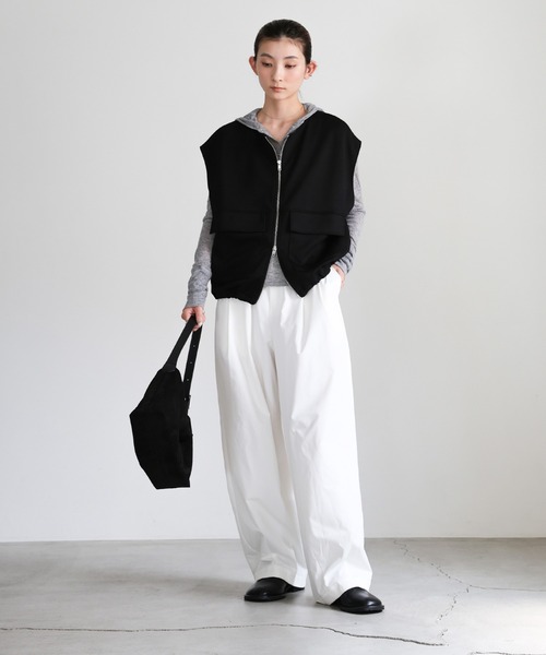 【新品未使用】ウールカシミアジップベスト(white) ASTRONOMY ベスト ジレ ダブルジップ畦編みドライバーズニットベスト