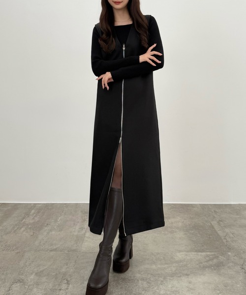 CENEA（セネア） ジャンパースカート 裏起毛フロントファスナー