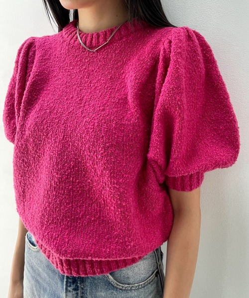 y/m by なとりか」 半袖ニット FREE ピンク レディース : ZOZOTOWN