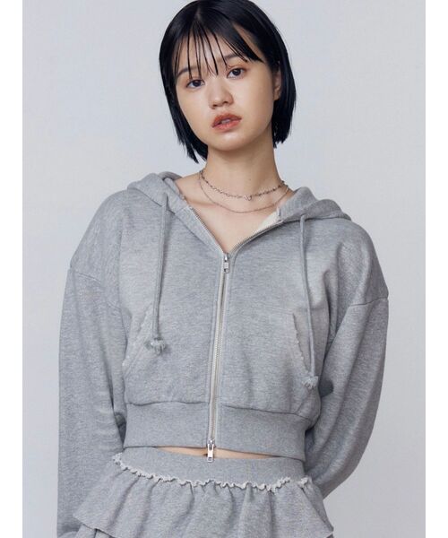 パーカー シェービングショートジップフーディ レディース