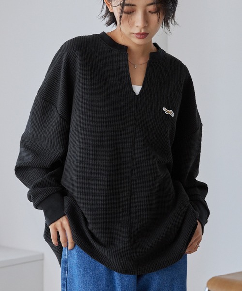 美品 ロンハーマン ワッフルカットソー 葡萄 ぶどう 刺繍 サーマル トップス PENNEYS（ペニーズ） tシャツ 別注 THE FOX ワンポイントロゴ刺繍