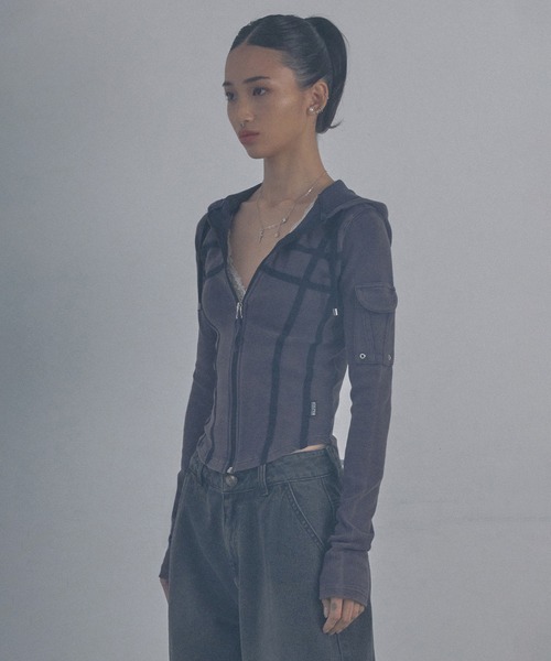 「SCULPTOR」 ジップアップパーカー SMALL ネイビー レディース