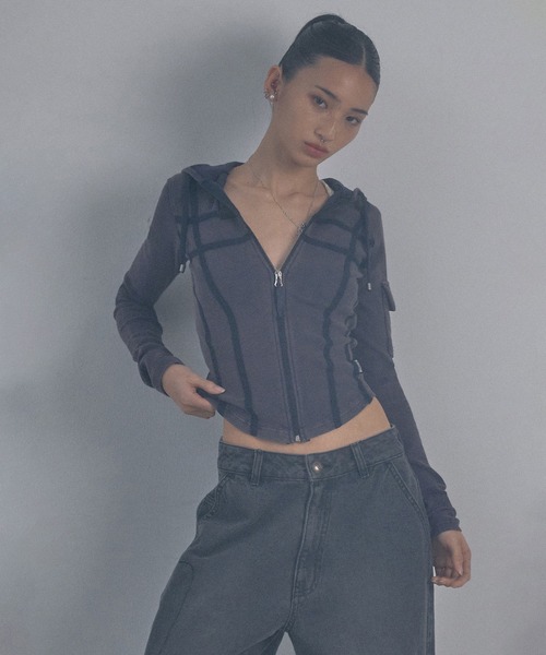 「SCULPTOR」 ジップアップパーカー SMALL ネイビー レディース