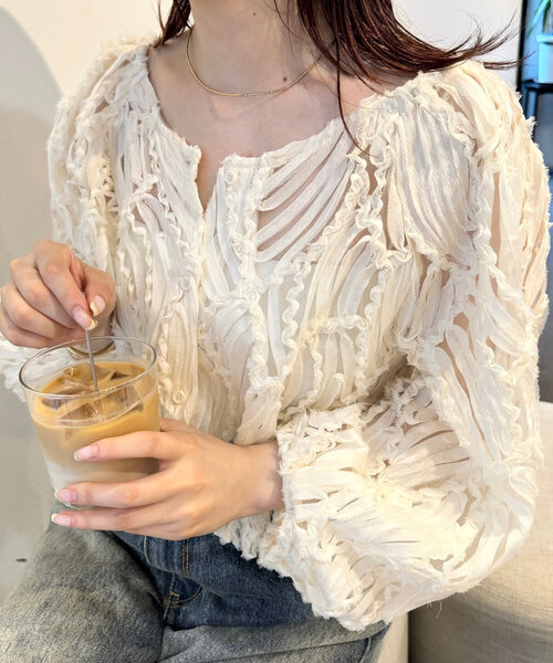 「mystic」 7分袖ブラウス FREE アイボリー レディース_画像2