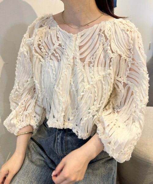 「mystic」 7分袖ブラウス FREE アイボリー レディース_画像3