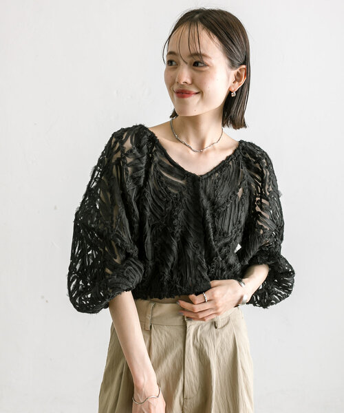 「mystic」 7分袖ブラウス FREE アイボリー レディース_画像4