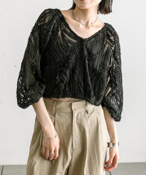 「mystic」 7分袖ブラウス FREE アイボリー レディース_画像5