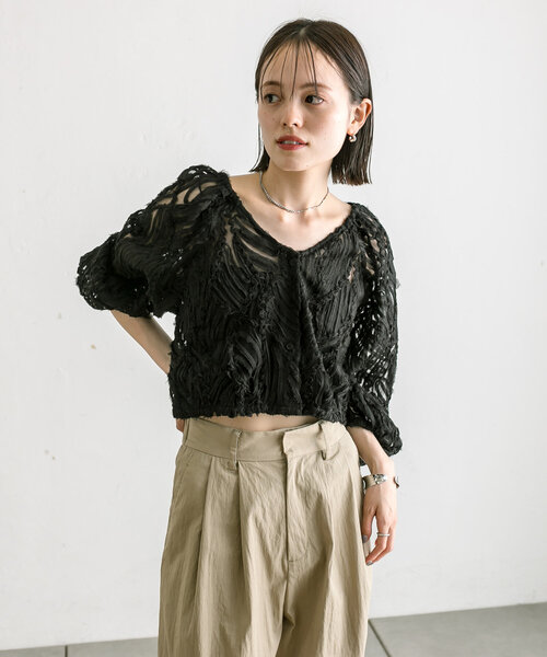 「mystic」 7分袖ブラウス FREE アイボリー レディース_画像7