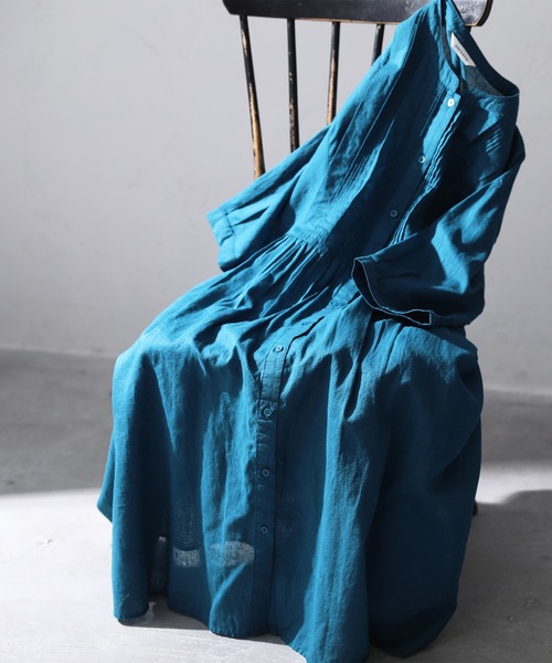 「soulberry」 7分袖ワンピース L ターコイズブルー レディース_画像3