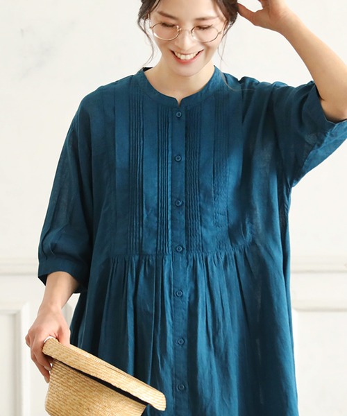 「soulberry」 7分袖ワンピース L ターコイズブルー レディース_画像5