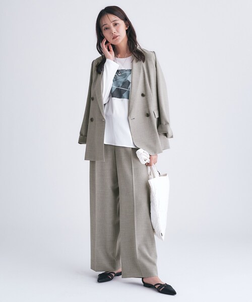 【新品】INDIVI ストレッチテーラードジャケット&ワイドパンツ セットアップ INDIVI（インディヴィ） ジャケット テーラードジャケット 「洗える