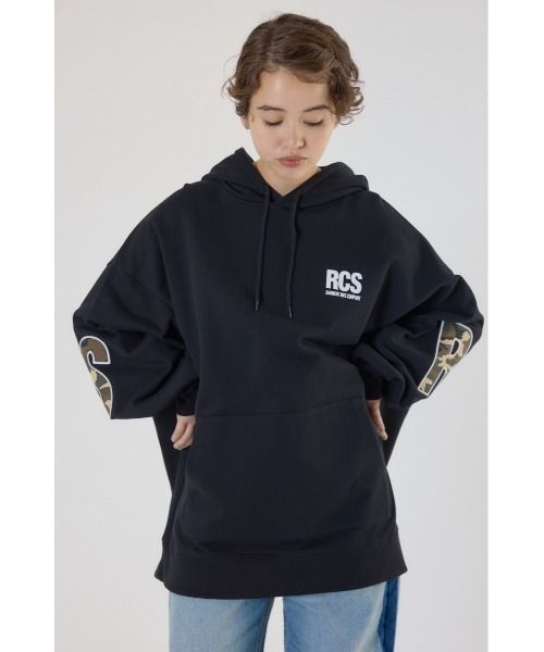 RODEO CROWNS フードロゴ ロングパーカー 新品タグあり❤︎ RODEO CROWNS WIDE BOWL | ロゴアップリケルーズパーカー (スウェット