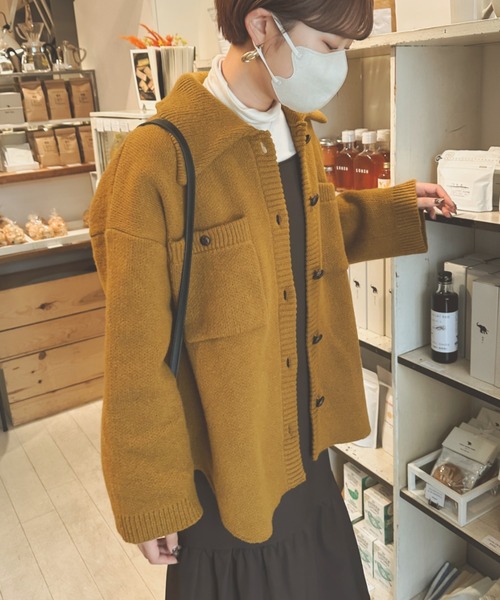 レディース　ニット　カシミア100%　カーディガン　マスタード Ambre Neige（アンブルネージュ） ニットカーディガン FREE マスタード