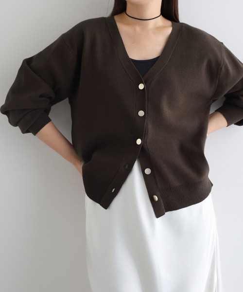 ⭐️新品 cloth ＆ cross Vネック金ボタンカットソーカーディガン レディース ⭐️新品 cloth ＆ cross Vネック金ボタンカットソー