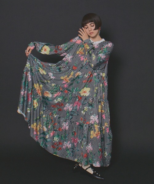 manana suerte（マニャーナスエルテ） ワンピース フラワーストライプ