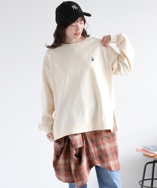 cepo（セポ） tシャツ ワンポイントクマ刺繍ロングスリーブTee