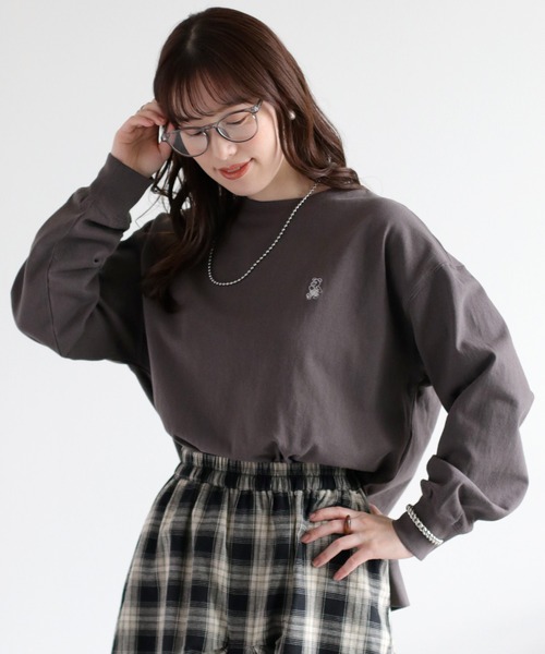 cepo（セポ） tシャツ ワンポイントクマ刺繍ロングスリーブTee