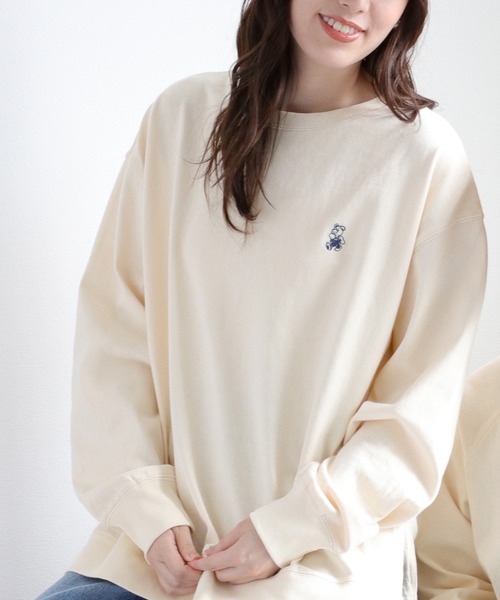 cepo（セポ） tシャツ ワンポイントクマ刺繍ロングスリーブTee