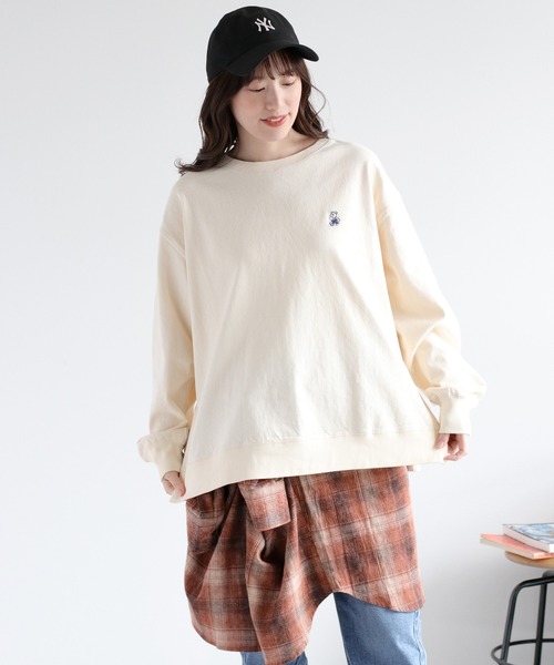 cepo（セポ） tシャツ ワンポイントクマ刺繍ロングスリーブTee
