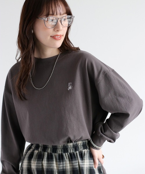 cepo（セポ） tシャツ ワンポイントクマ刺繍ロングスリーブTee