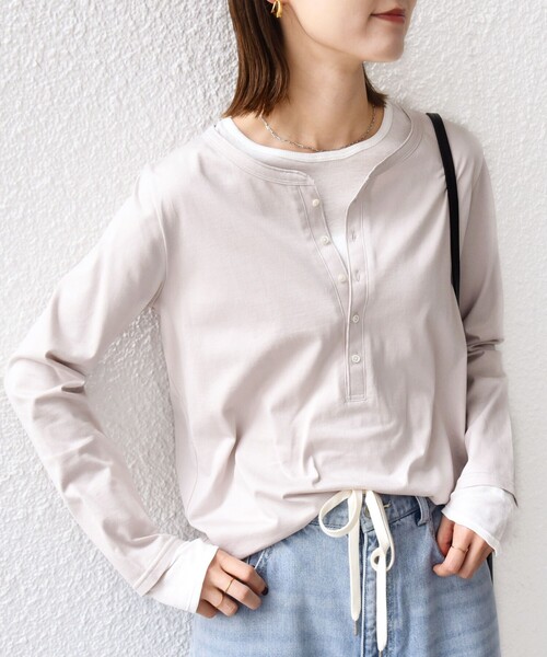 SHIPS（シップス） tシャツ レイヤード ライク ヘンリーネック プル