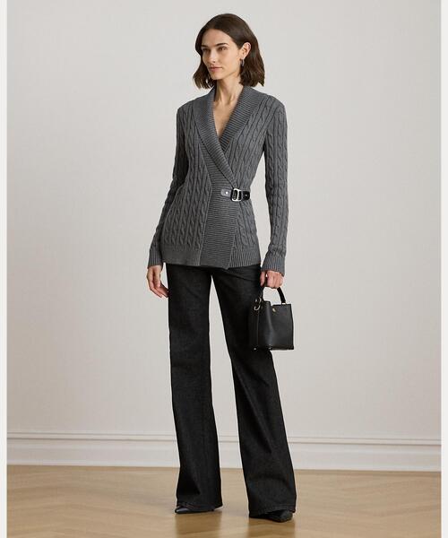 (取寄) ローレン ラルフローレン レディース プラス サイズ バックルド コットン セーター Lauren Ralph Lauren women Plus Size Buckled Cotton Sweater Lauren Navy LAUREN RALPH LAUREN（ローレン ラルフローレン） ニット セーター