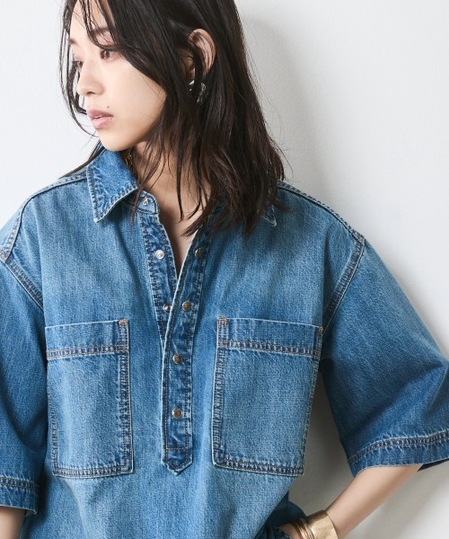 CHIC STYLE（シックスタイル） 半袖シャツ M ブルー レディース