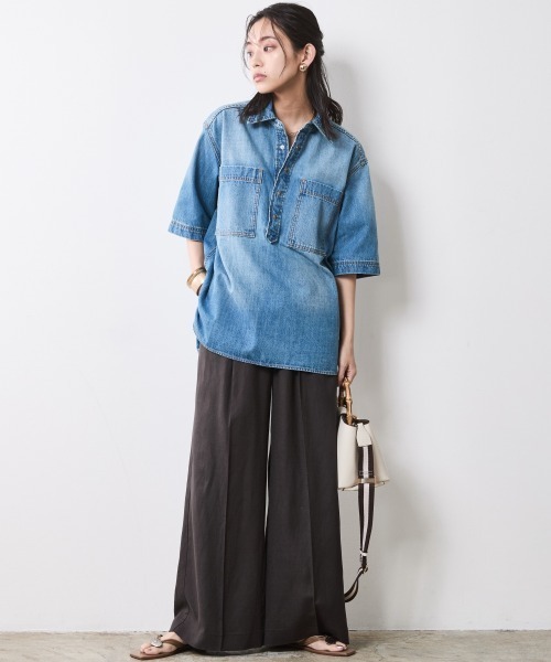 CHIC STYLE（シックスタイル） 半袖シャツ M ブルー レディース