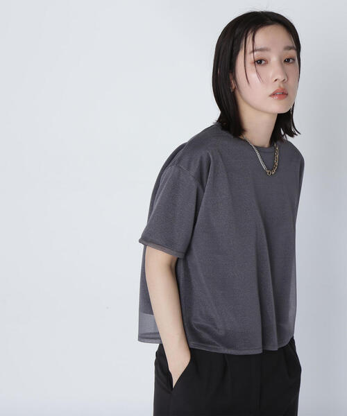 「NATURAL BEAUTY BASIC」 半袖カットソー FREE チャコールグレー レディース_画像4