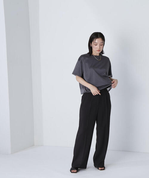 「NATURAL BEAUTY BASIC」 半袖カットソー FREE チャコールグレー レディース_画像5