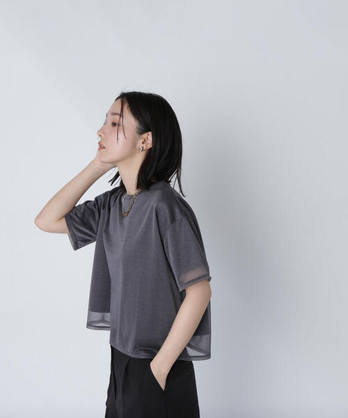 「NATURAL BEAUTY BASIC」 半袖カットソー FREE チャコールグレー レディース_画像6
