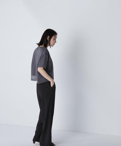 「NATURAL BEAUTY BASIC」 半袖カットソー FREE チャコールグレー レディース_画像7
