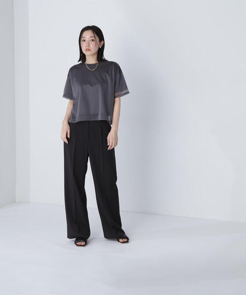 「NATURAL BEAUTY BASIC」 半袖カットソー FREE チャコールグレー レディース_画像9