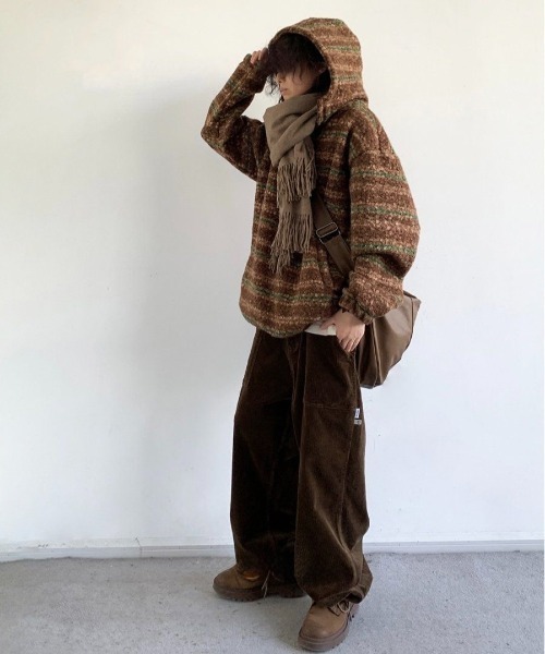 「FreeZone」 プルオーバーパーカー F ブラウン メンズ_画像5