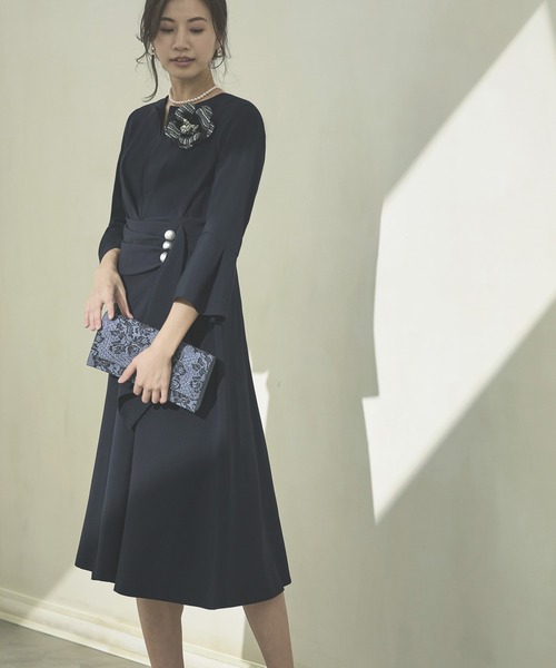 RUIRUE BOUTIQUE（ルイルエブティック） 7分袖ワンピース L ネイビー