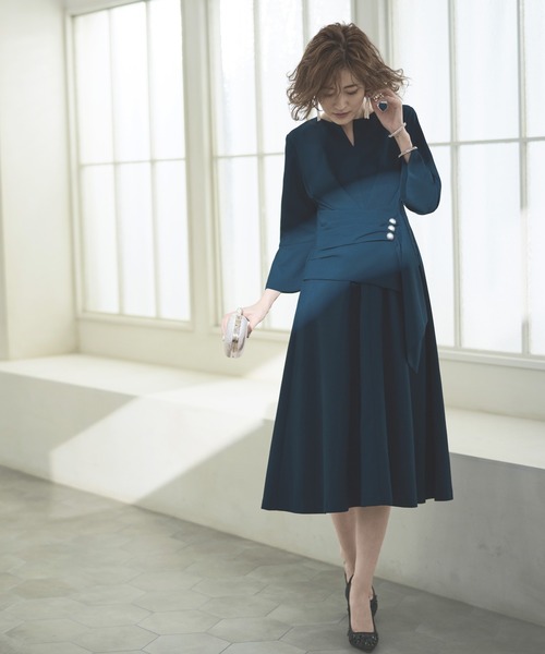 ルイルエブティック　ワンピース ネイビー　M 新品未使用 RUIRUE BOUTIQUE（ルイルエブティック） 7分袖ワンピース L ネイビー