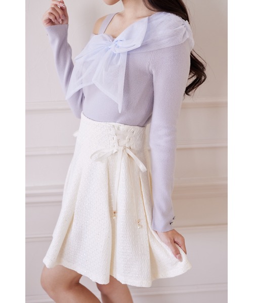 Suyunn スカート インナーパンツ付きサイドレースアップスパンコール