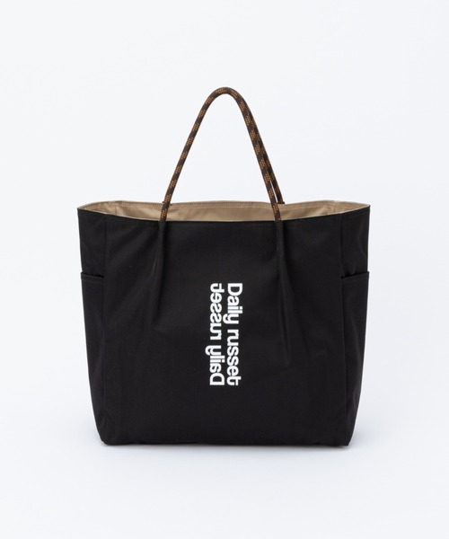 美品】Daily russet トートバッグ リバーシブル デニム ブラック黒