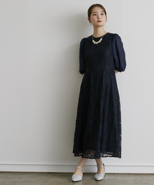 「Jolie et Jolie」 7分袖ワンピース LL ブラック レディース_画像2