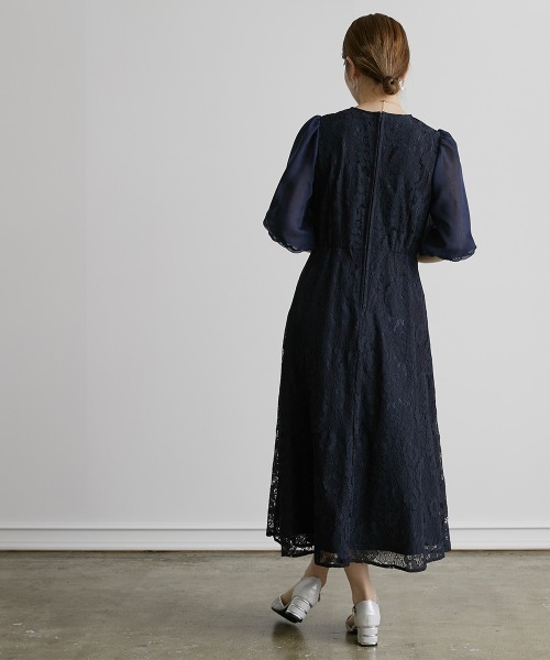 「Jolie et Jolie」 7分袖ワンピース LL ブラック レディース_画像7