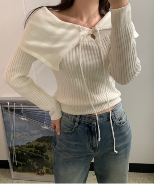 「by muni:r」 長袖ニット FREE アイボリー レディース_画像2