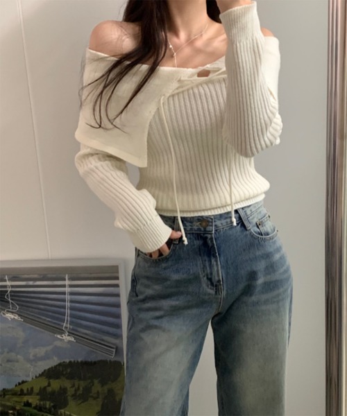 「by muni:r」 長袖ニット FREE アイボリー レディース_画像3