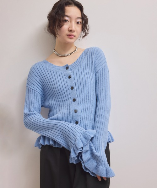 ADAM ET ROPE'（アダムエロペ） カーディガン 「WEB限定」2WAYフリル