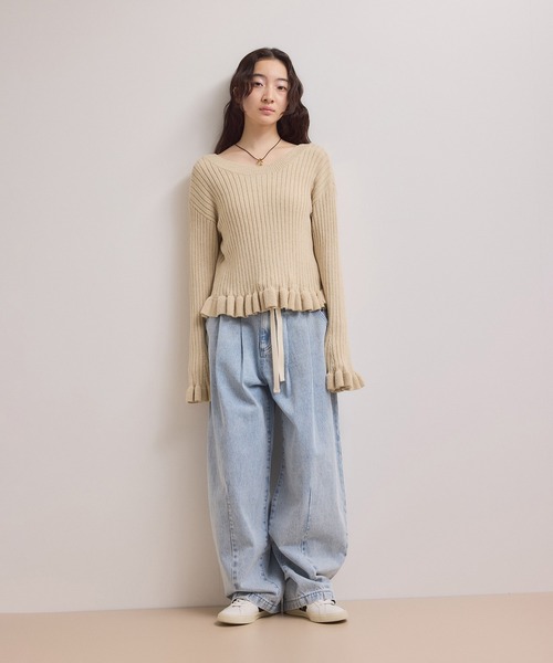 ADAM ET ROPE'（アダムエロペ） カーディガン 「WEB限定」2WAYフリル