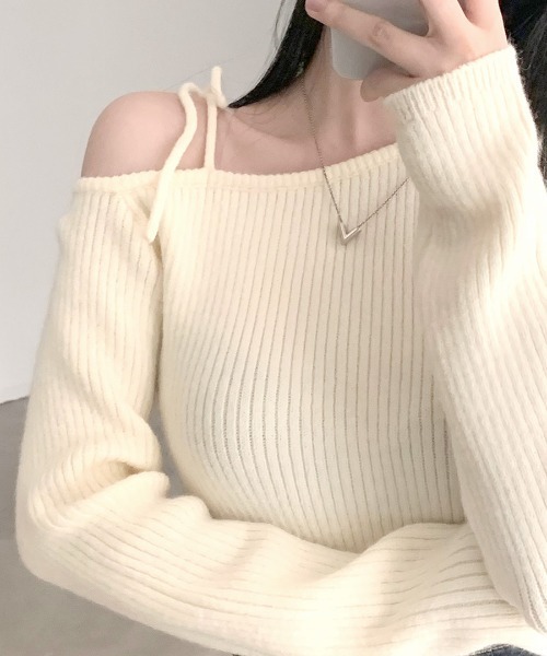 「Riff」 長袖ニット FREE アイボリー レディース_画像4