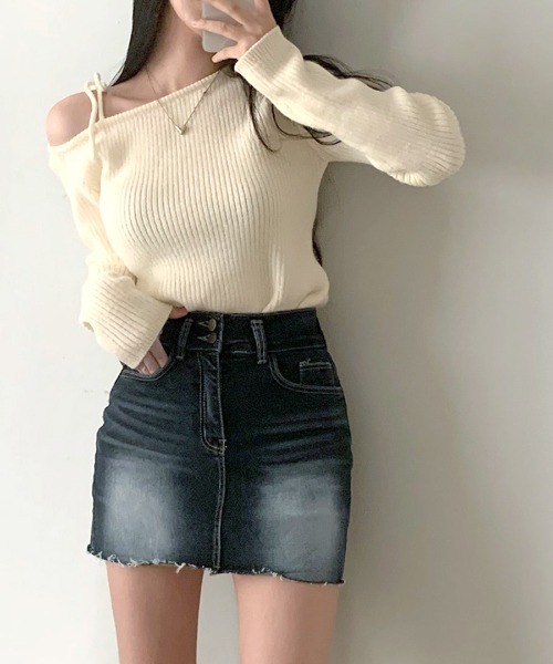 「Riff」 長袖ニット FREE アイボリー レディース_画像5