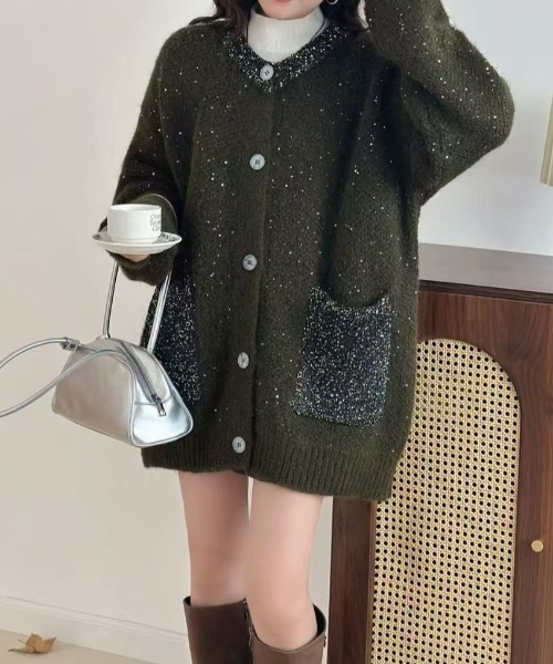 「emi+」 ニットカーディガン FREE アイボリー レディース_画像2